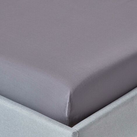 HOMESCAPES Dark Grey Egyptian Cotton Deep Fitted Sheet 200 Thread Count, Single - Dark Grey