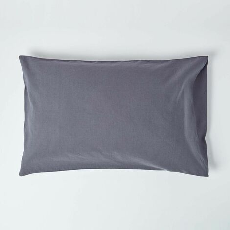 HOMESCAPES Dark Grey Linen Housewife Pillowcase, King