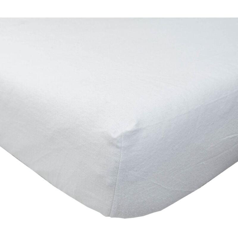 Homescapes - Drap-housse blanc en flanelle grand bonnet 180 g/m² - 150 x 200 cm
