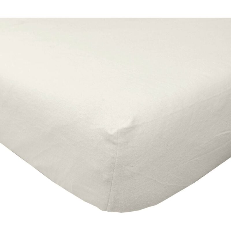 Drap-housse crème en flanelle grand bonnet 180 g/m² - 140 x 190 cm - Homescapes
