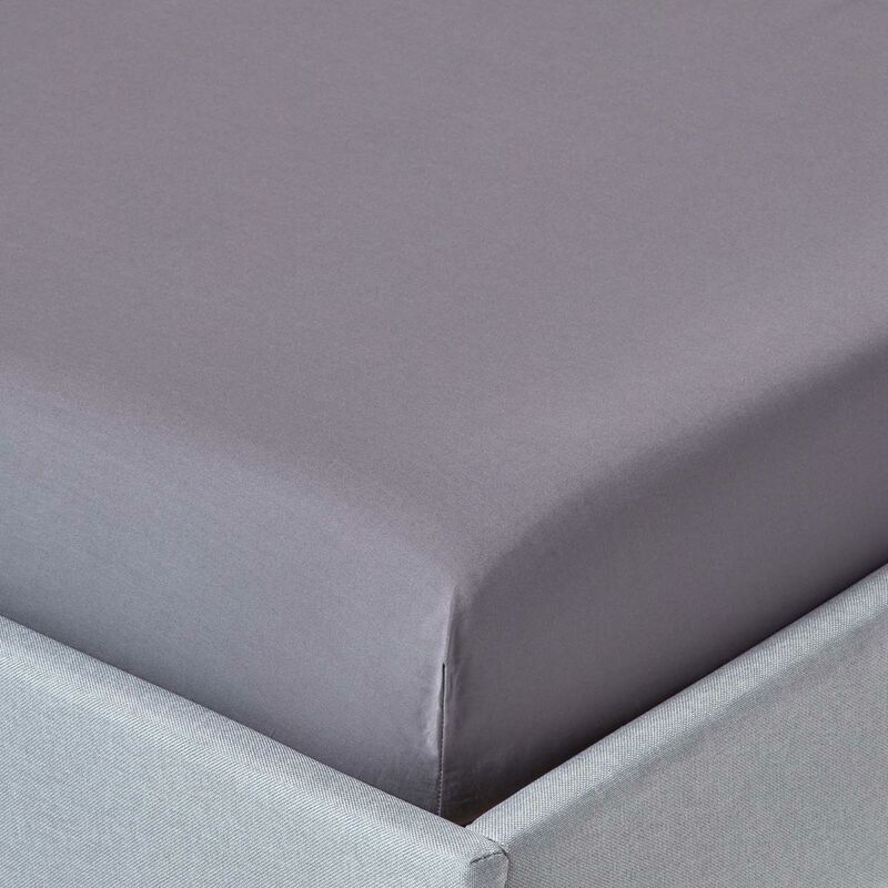 Homescapes - Drap-housse uni Gris foncé 100 % coton égyptien 200 fils Matelas épais 90 x 190 cm