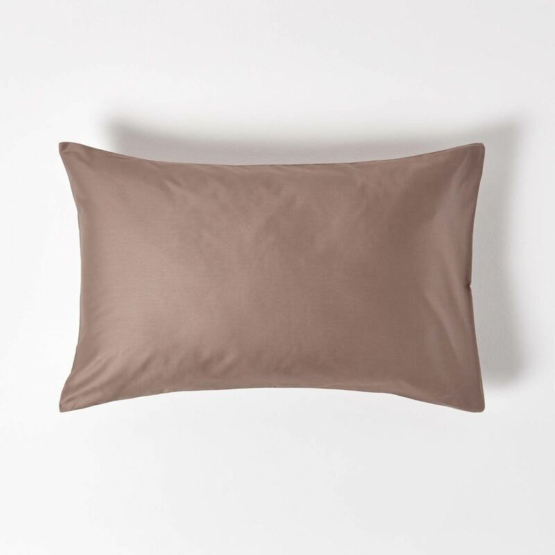 Brown Organic Cotton Housewife Pillowcase 400 Thread Count - Brown - Brown - Homescapes