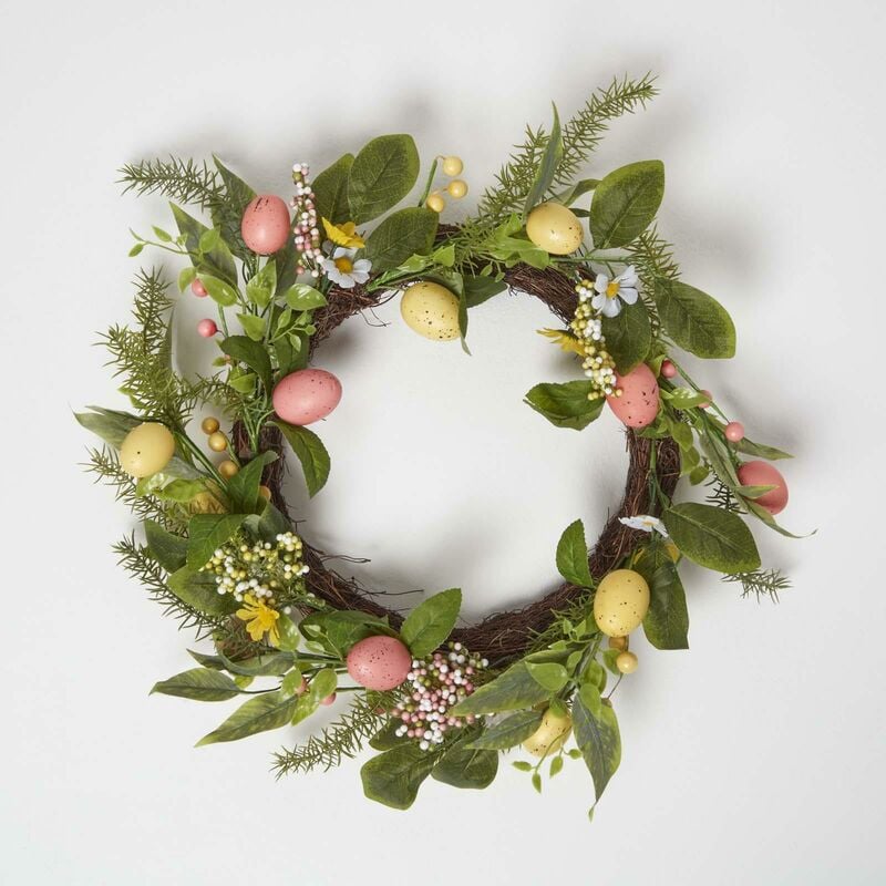 Easter Wreath with Pastel Easter Eggs, 55cm - Homescapes