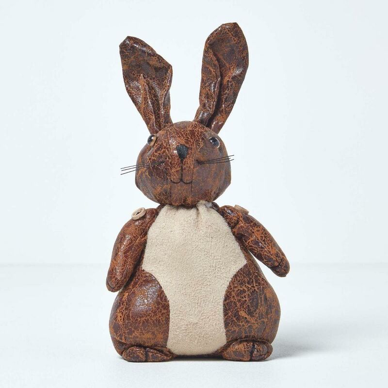 Faux Leather Animal Rabbit Door Stopper - Homescapes