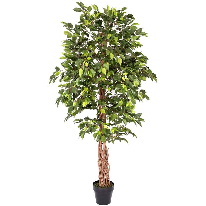 Homescapes - Plante Artificielle Figuier Pleureur Ficus Benjamina Vert 180 cm - Vert