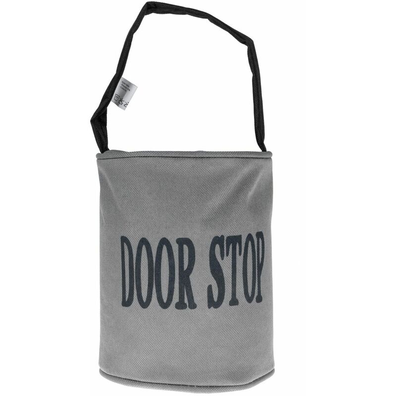 Homescapes - Grey and Black Filled Fabric Door Stop with Handle