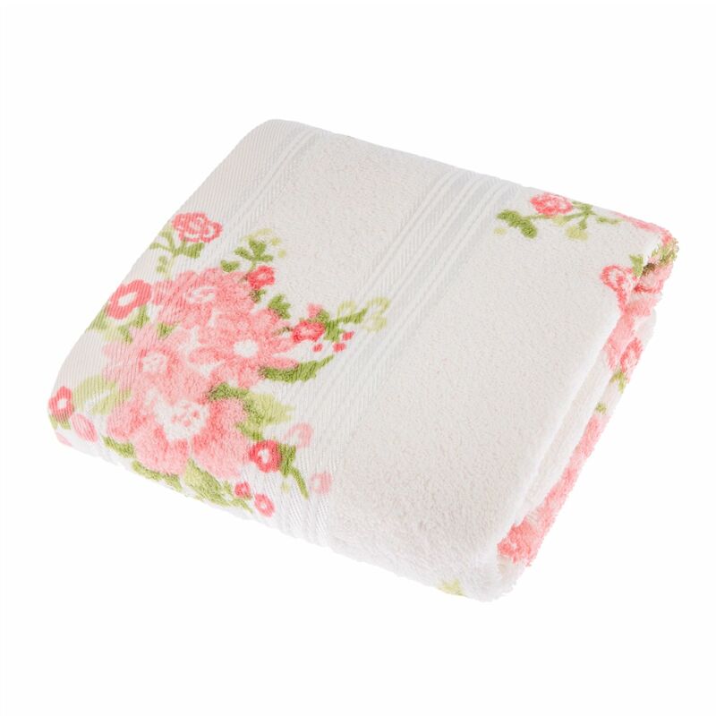 Floral Printed Cream Hand Towel 100% Cotton - Homescapes