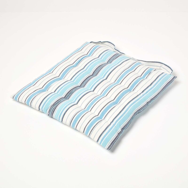 Galette de chaise capitonnée Rayures bleues 40 x 40 cm - Homescapes