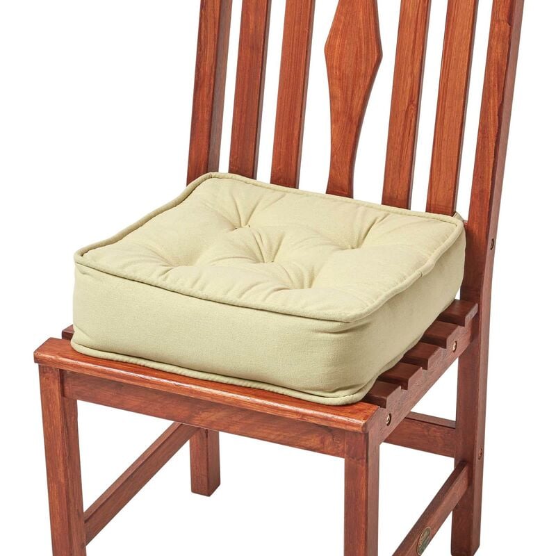 HOMESCAPES Galette de chaise coussin rehausseur en coton Vert sauge, 40 x 40 x 10 cm - Vert Sauge