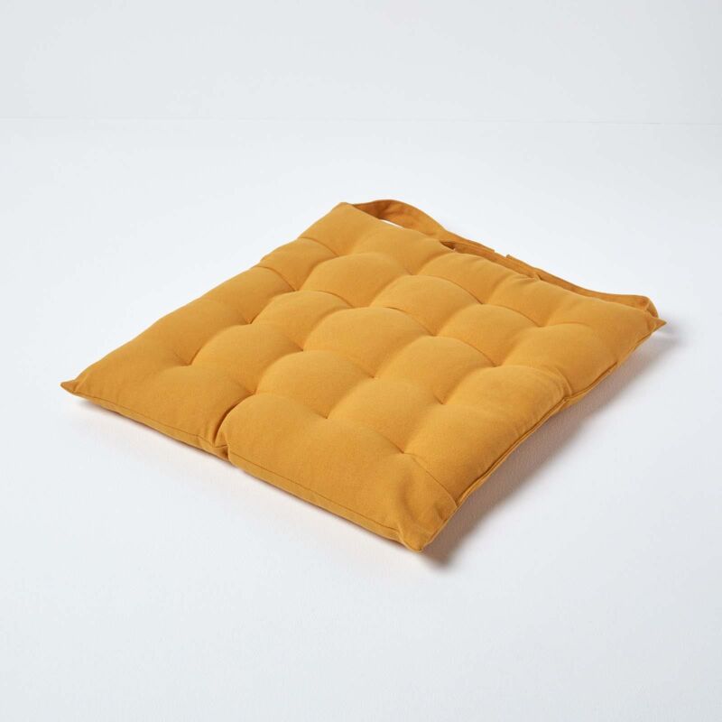Galette de chaise Capitonnée Jaune Moutarde 40 x 40 cm - Homescapes