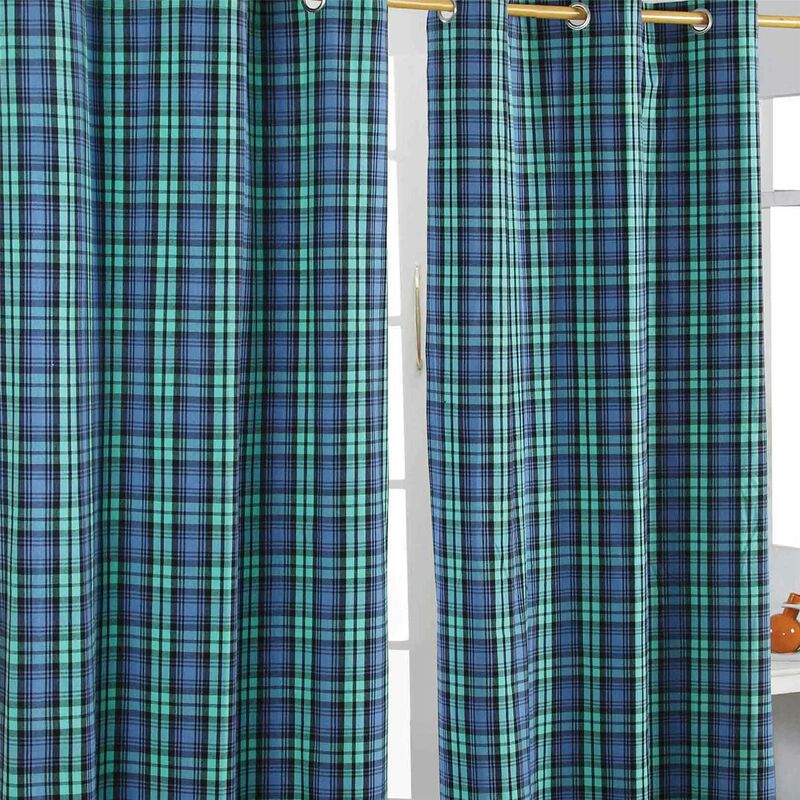 Gardinen Mit Ösen Schottenmuster Blackwatch 2er Set 100% Baumwolle, 137x117 Cm - Homescapes