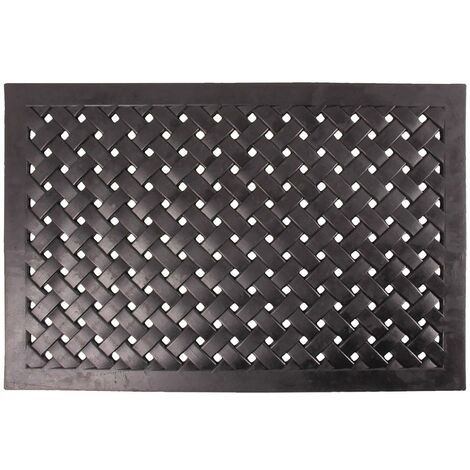 HOMESCAPES Geflochtene schwarze Türmatte aus Gummi, 45 x 76 cm