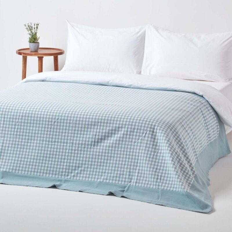 Gingham-tagesdecke, Blau, 150 X 200 Cm - Homescapes