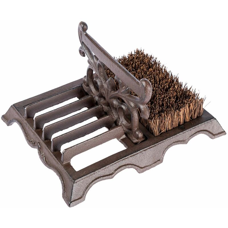 Homescapes - Grattoir à chaussures en fonte avec brosse en fibre de coco