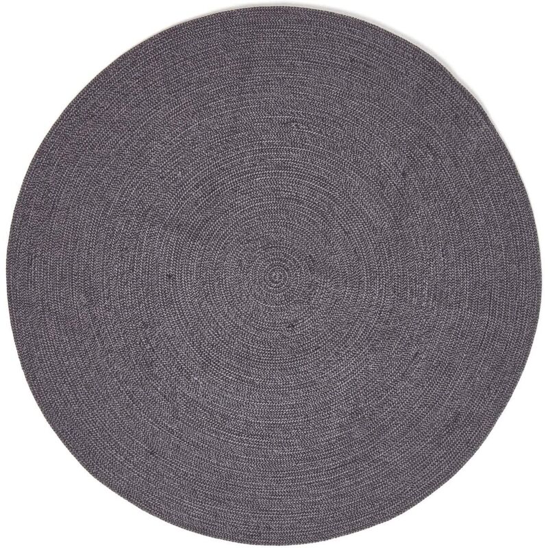 Homescapes - Grey and Black Melange Braided Rug, 200 cm Round