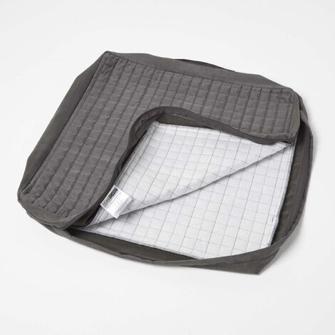 HOMESCAPES Grey Quilted Polyester Armchair Booster Cushion Cover