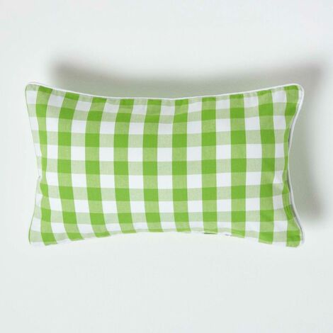 HOMESCAPES Housse de coussin à grands carreaux vichy Vert, 30 x 50 cm
