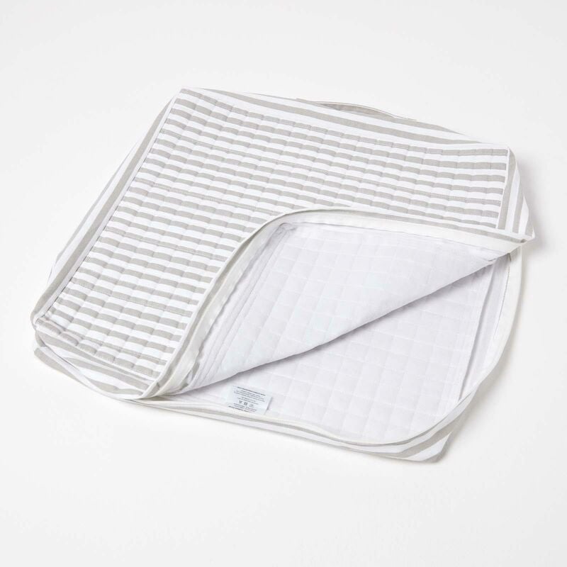Homescapes - Housse de coussin en coton pour coussin d'assise, Gris rayé