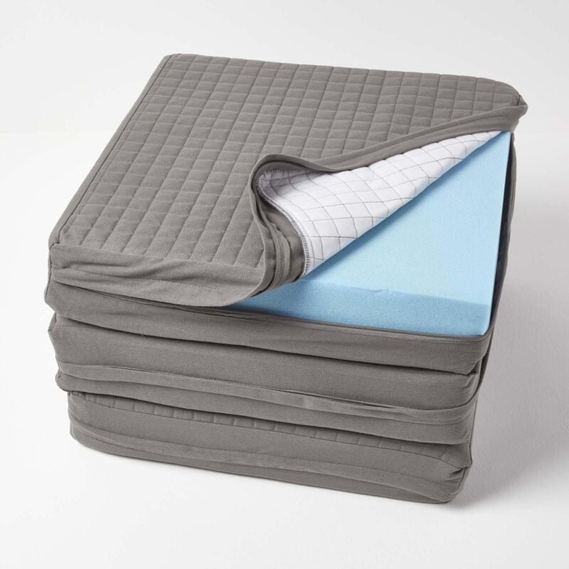 Homescapes - Housse de coussin en coton pour coussin pour canapé 3 places, Gris foncé