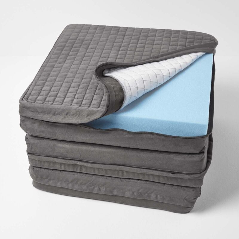 Homescapes - Housse de coussin en suédine pour coussin pour canapé 3 places, Gris