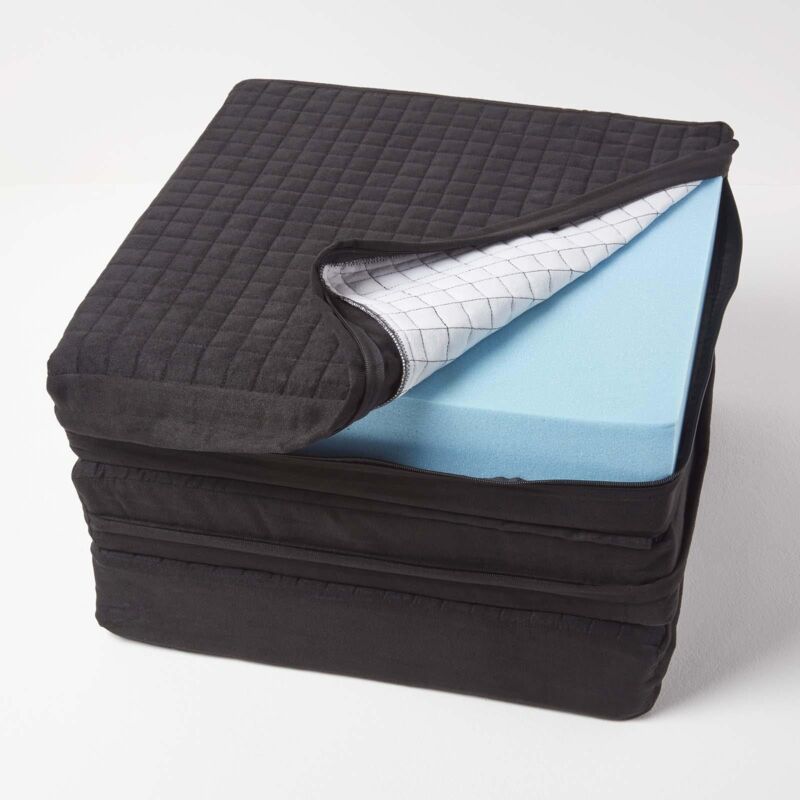 Homescapes - Housse de coussin en suédine pour coussin pour canapé 3 places, Noir