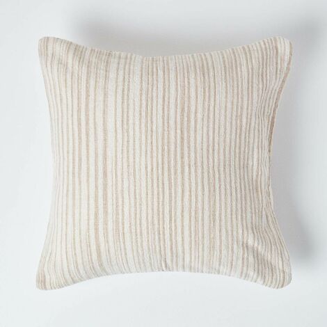 HOMESCAPES Housse de coussin en tissu chenille Beige, 60 x 60 cm