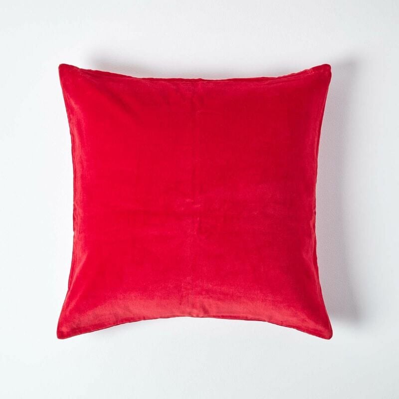 Homescapes - Housse de coussin en velours Rouge, 60 x 60 cm