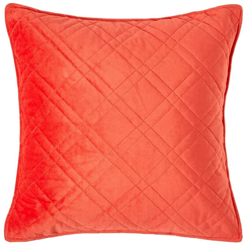 Homescapes - Housse de coussin en velours matelassé terracotta à motif losanges, 45 x 45 cm