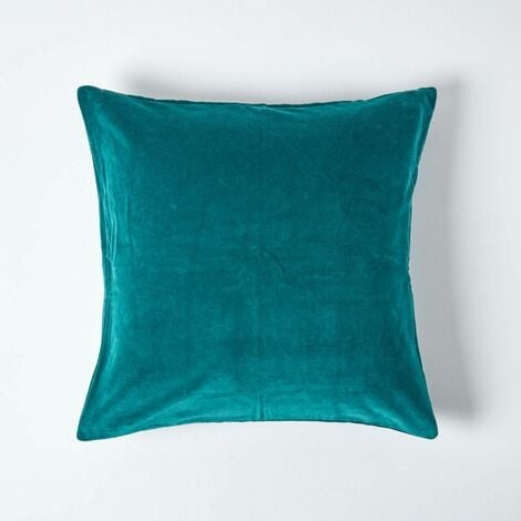 HOMESCAPES Housse de coussin en velours Vert émeraude, 40 x 40 cm