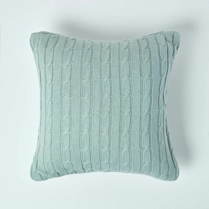 HOMESCAPES Housse de coussin tricot Bleu clair, 45 x 45 cm