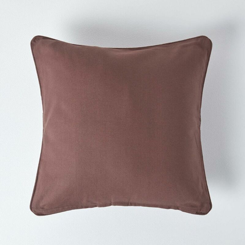 Housse de coussin Uni Chocolat, 30 x 30 cm - Homescapes