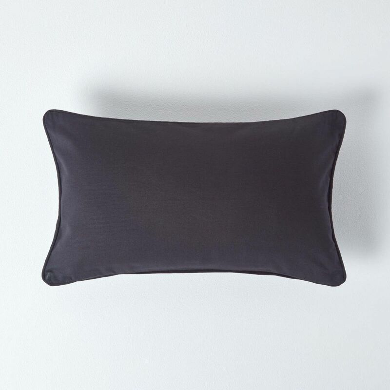 Housse de coussin Uni Noir, 30 x 50 cm - Homescapes