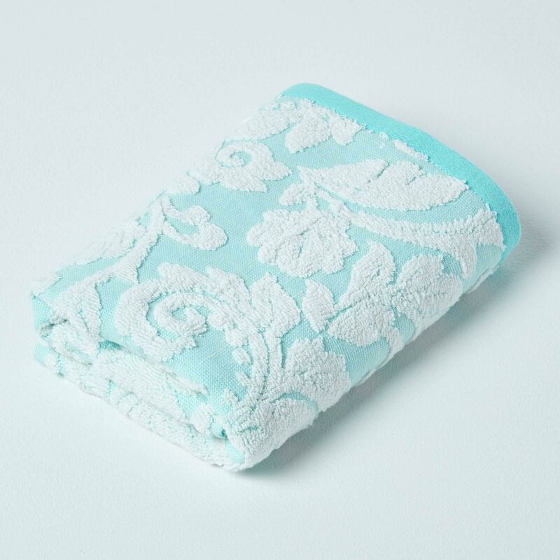 Serviette de toilette Jacquard 100% coton peigné 600 g/m² Bleu, 50 x 90 cm - Homescapes