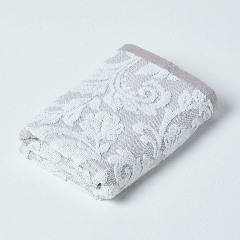 Serviette de toilette Jacquard 100% coton peigné 600 g/m² Beige, 50 x 90 cm - Homescapes