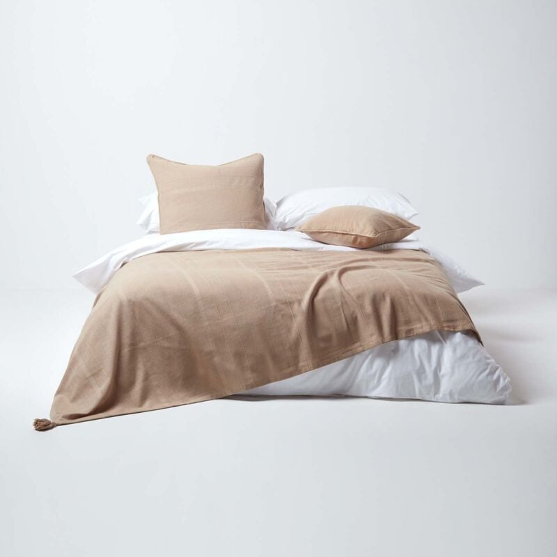 Jeté de lit ou de canapé - Rajput - Beige - 255 x 360 cm - Homescapes