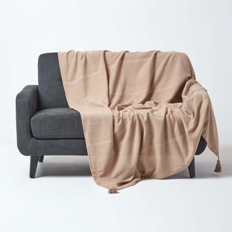 Jeté de lit ou de canapé - Rajput - Beige - 150 x 200 cm - Homescapes