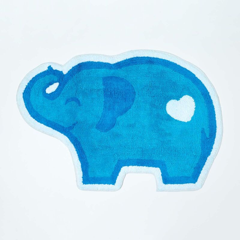 Kinderteppich Blauer Elefant 100% Baumwolle - Homescapes