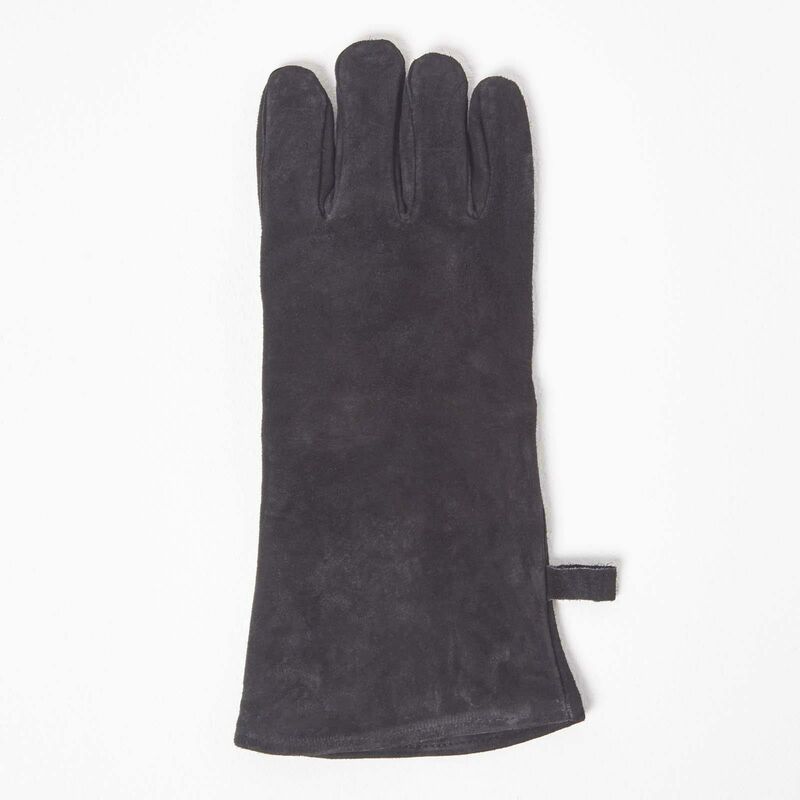 Large Black Leather bbq Glove - Black - Black - Black - Homescapes