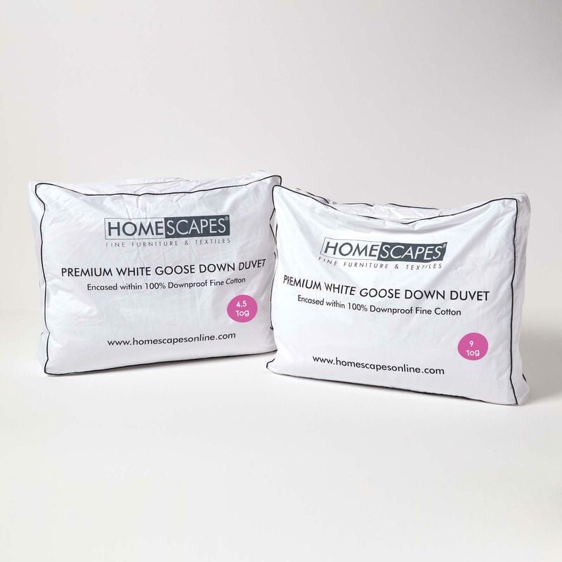 Homescapes - Lot de 2 Couettes Premium 4 saisons en duvet d'oie 9 + 4,5 tog, 135 x 200 cm