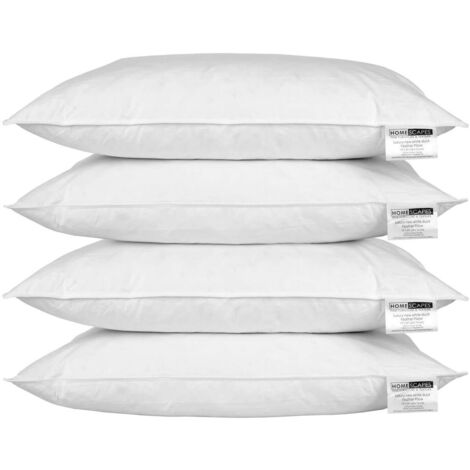 HOMESCAPES Lot de 4 oreillers en plumes de canard, 50 x 75 cm