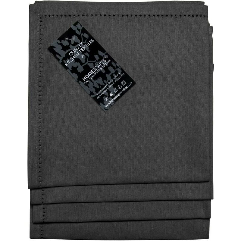 homescapes - lot de 4 serviettes de table en coton, noir - noir
