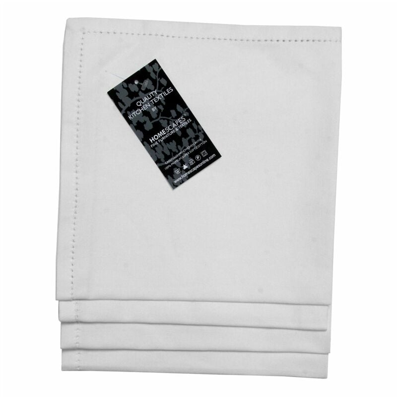 Homescapes - Lot de 4 serviettes de table en coton, Blanc - Blanc