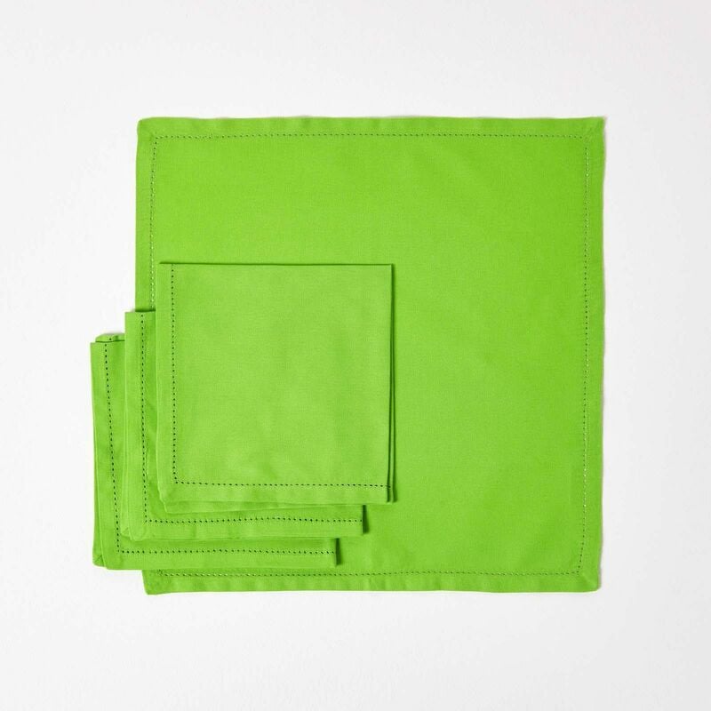 lot de 4 serviettes de table en coton, citron vert - citron vert - homescapes