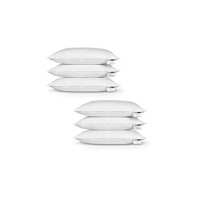 Homescapes - Lot de 6 oreillers en plumes de canard, 50 x 75 cm