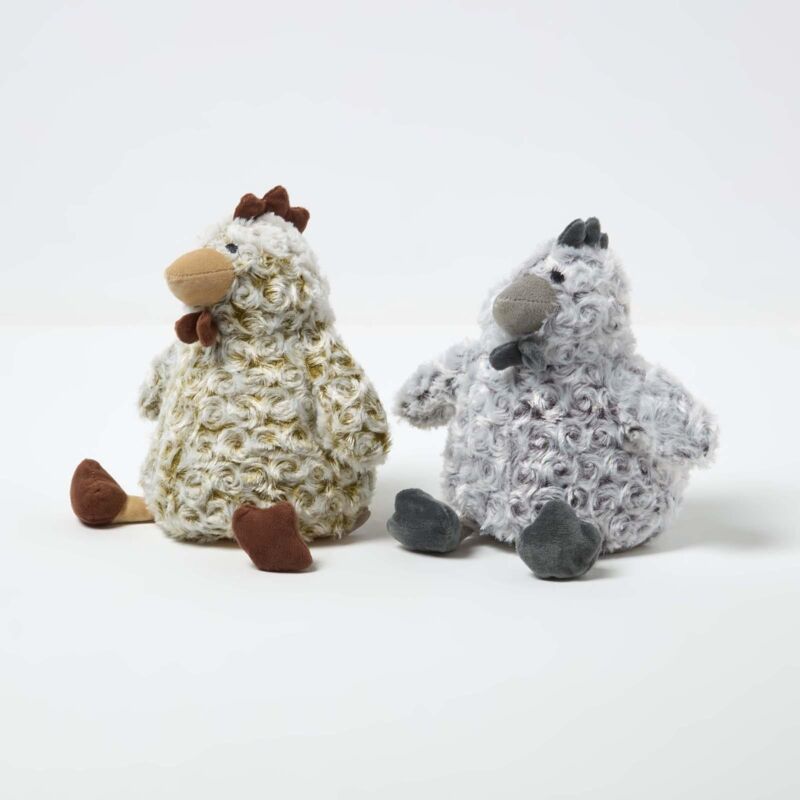 Luxury Fabric Chicken Doorstop Set of 2 - Homescapes