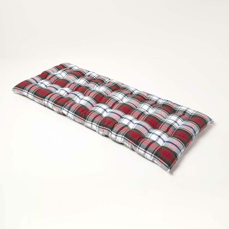 HOMESCAPES Macduff Tartan Bench Cushion 2 Seater - Red