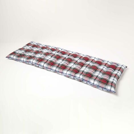 HOMESCAPES Macduff Tartan Bench Cushion 3 Seater - Red