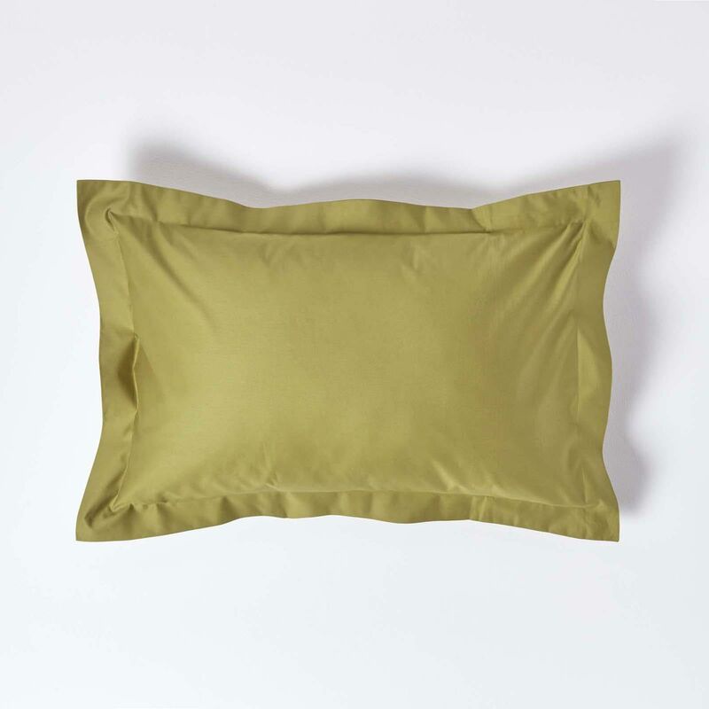 Homescapes Olive Green Egyptian Cotton Oxford Pillowcase 1000 Thread Count, Standard - Olive Green