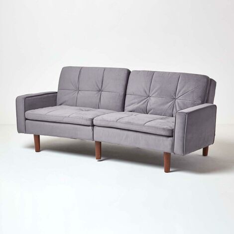 HOMESCAPES Murphy Velvet Sofa Bed with Armrests, Dusky Pink