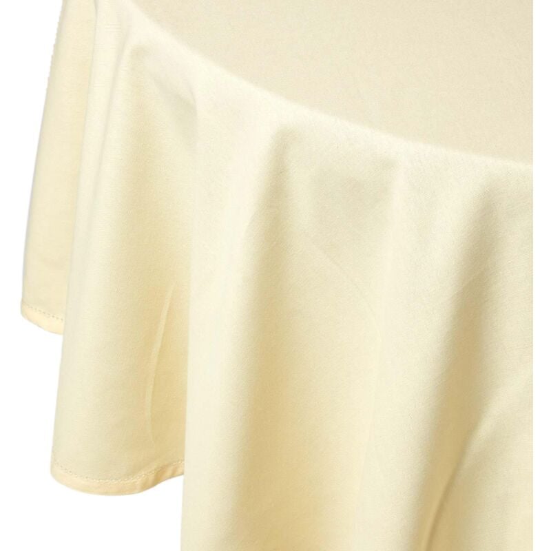HOMESCAPES Nappe de table ronde en coton unie Crème - 178 cm